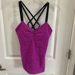 🌟🛍️ BEYOND YOGA top tank criss cross straps pink & purple small GUC